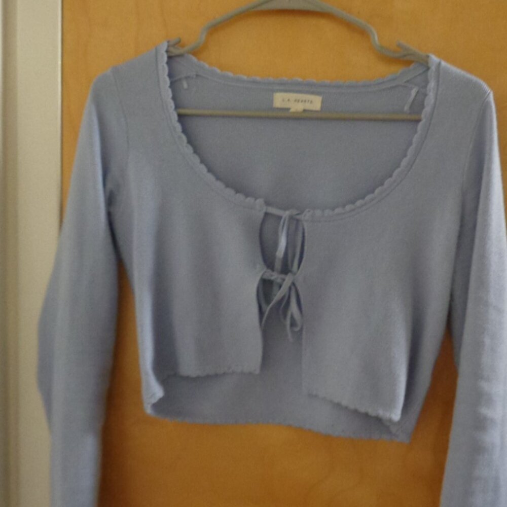 Cute Lilac Cardigan with Bow Tie Ups